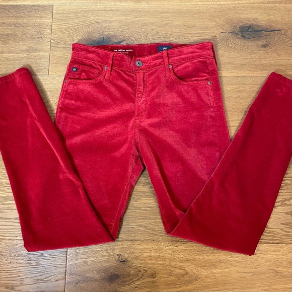 AG Farrah Skinny Red Velvet Jeans - Picture 4 of 16